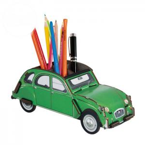 Citroen 2CV verte Pot a crayon kit en bois éco certifié