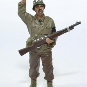 Figurine Soldat armée américaine MP avec fusil main en l'air WW2 USA